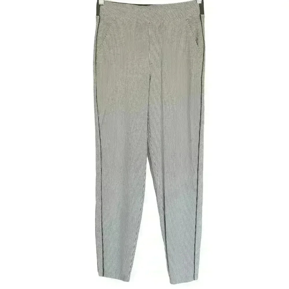 Athleta Womens Brooklyn Textured Ankle Pant Size 2 Gray/White Striped - Picture 4 of 8